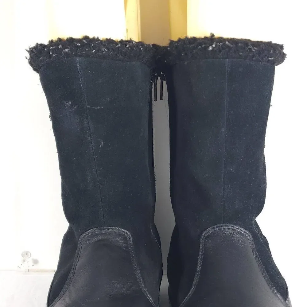 KEEN Women’s US6 Dry Mid Calf Black Leather Fleece Lined Waterproof Winter Boots